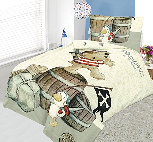 Love2Sleep COTTON RICH PRINTED COT DUVET COVER AND PILLOWCASE 100 X 120 CM : PIRATE TEDDY