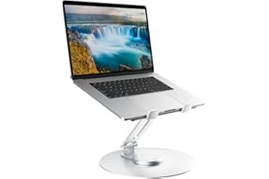 EPHERIE Soporte para Computadora Portátil,Soporte de Escritorio para Portátil con Base Giratoria de 360°,Soporte Ergonómico para Ordenador para Trabajo Colaborativo,Altura Regulable Elevador PC Compatible