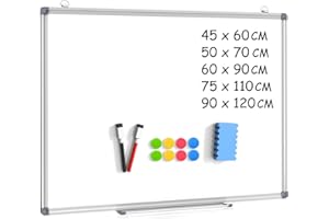 DOLLAR BOSS Magnetic Whiteboard, White Board for Walls 90 X 60 cm Magnetic Board for Wall Magnet Board with Pen Tray Aluminium Trim and Dry Wipe Board Writing Board for Office School and Home
