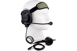 Buwico HD01 Z Tactical Bowman Elite II 2 Pin Headset Earpiece with U94 Style PTT for Kenwood Two Way Radios Baofeng Woxun Puxing Walkie Talkies