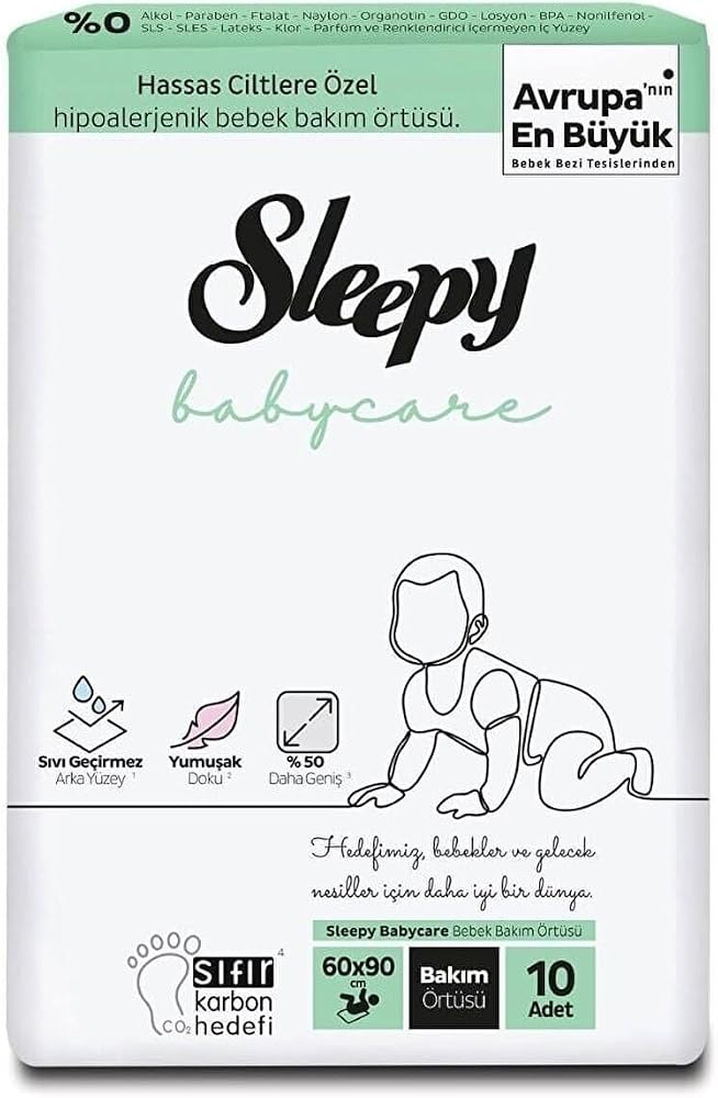 Sleepy Babycare Bebek Bakım Örtüsü 10 Adet 60 x 90 cm