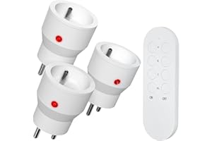 SURNICE Prise Telecommande sans Fil, Prises Télécommandées Programmable 2300W, 80M de Distance de Contrôle dans la Zone Ouverte, Puissance dissipée faible, Fonction All ON All OFF