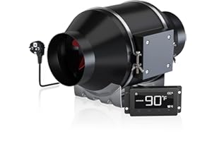 Aruobru Ø 100 mm Extractor de aire,360 m³/H,Ventilador de extracción con regulador de temperatura y humedad,Extractores para Boosters, ventilación y extractores