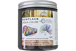 FARBMANUFAKTUR CONTURA NUR DAS BESTE FÜR IHR HOLZ Buntlack Lackfarbe 250ml Lack Außen Innen Holz 2in1 Metall Farbe Holzlack Möbellack (RAL 8001 Ockerbraun)