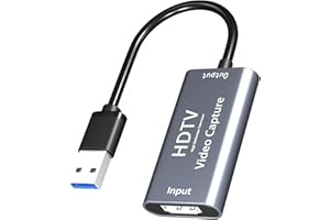 ZZOSRDR Video Capture Card, 4K HDMI to USB 3.0 Capture Adapter, Full HD 1080p Video Recorder HDMI Video Capture Device for Gaming/Streaming/Online Teaching