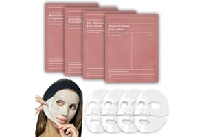 AN-WATTY 4 Pezzi Maschera Collagene Viso, Bio Collagen Real Deep Mask, Maschera al Bio Collagene Puro, Idratante, Rassodante, Anti-Rughe, Riparazione Profonda