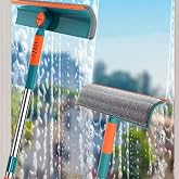 QOZWEID 2 in 1 Window Cleaning Tool Wiper Window Cleaner with Bendable Head for Indoor Outdoor High Windows Cleaning