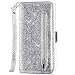 Produktbild Kompatibel für Samsung Galaxy A5 2017 Hülle Glitzer Bling Ledertasche,QPOLLY PU Leder Magnet Klapphülle Geldbörse Handyhülle mit Kredit Kartenfächer Geldklammer Stand Handy Tasche Flip Case,Silber