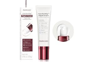 Momcozy Bröstvårtskräm för Amning med Svalkande Keramisk Applikator | Naturlig och lanolinfri bröstvårtskräm för amning med kontaktfri applicering för omedelbar lindring, 50 g