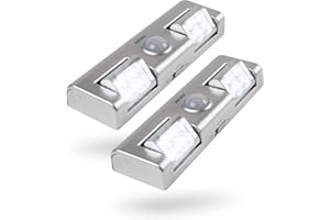 greate. 2x Lumiere LED sans fil avec détecteur de mouvement à piles - LED detecteur mouvement avec éclairage réglable pour placard, escalier - LED escalier detecteur de mouvement, lampe de placard
