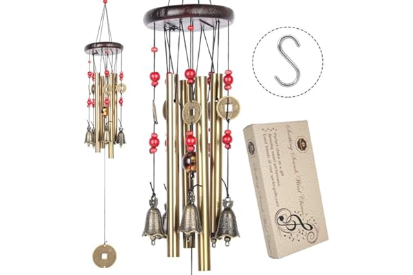 chinois traditionnel Impressionnante Bronze cour Jardin extérieur Living Wind Chimes 60-90 cm MT-213B marron