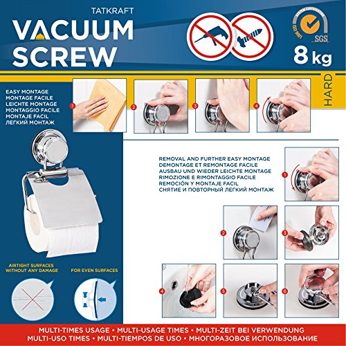 Tatkraft Vacuum Screw HARD Ludwig Toilettenpapierhalter Saugnapf Stahl Verchromt 13.4X4.5X19cm - 3