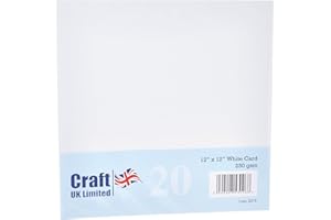 Karta premium Craft UK 2019, 12 x 12 cm, 250 g, kolor biały, 20 sztuk