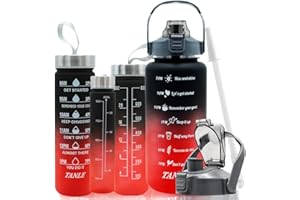 WATMHHJQ Set di 4 borracce motivazionali per palestra, campeggio, pesca, picnic