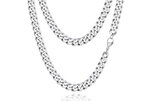 Zinvefa Halskette Herren Silberkette, 3/5/7/9mm Edelstahl Panzerkette Kette für Herren Damen Länge 50/55/60cm