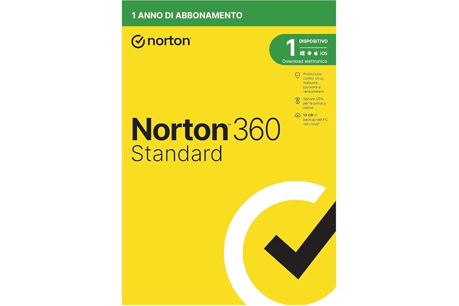 Norton 360 Standard 2025, Antivirus per 1 Dispositivo, Licenza di 1 Anno, Pc, Mac, Tablet e Smartphone
