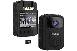 Body Camera, Bextgoo 1440P Body Cam, Built-in 64GB Memory Card, IR Cut Infrared Night Vision- 3x Clearer Than Others in Complete Dark, 3500mAh Battery, Up to15 Hours Using Time, Waterproof, Shockproof