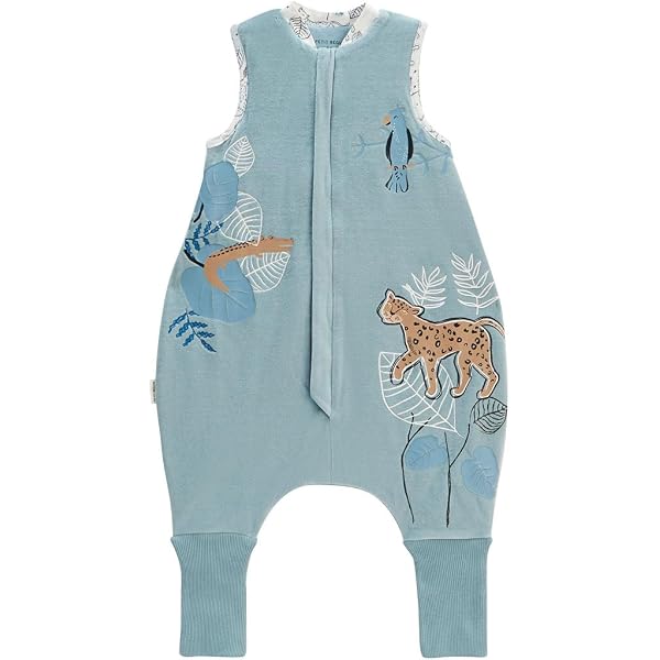 Turbulette Bébé TOG 2 En Velours Bleu Avec Manches Amovibles Et Pieds Retroussables - Modèle Charly Lion