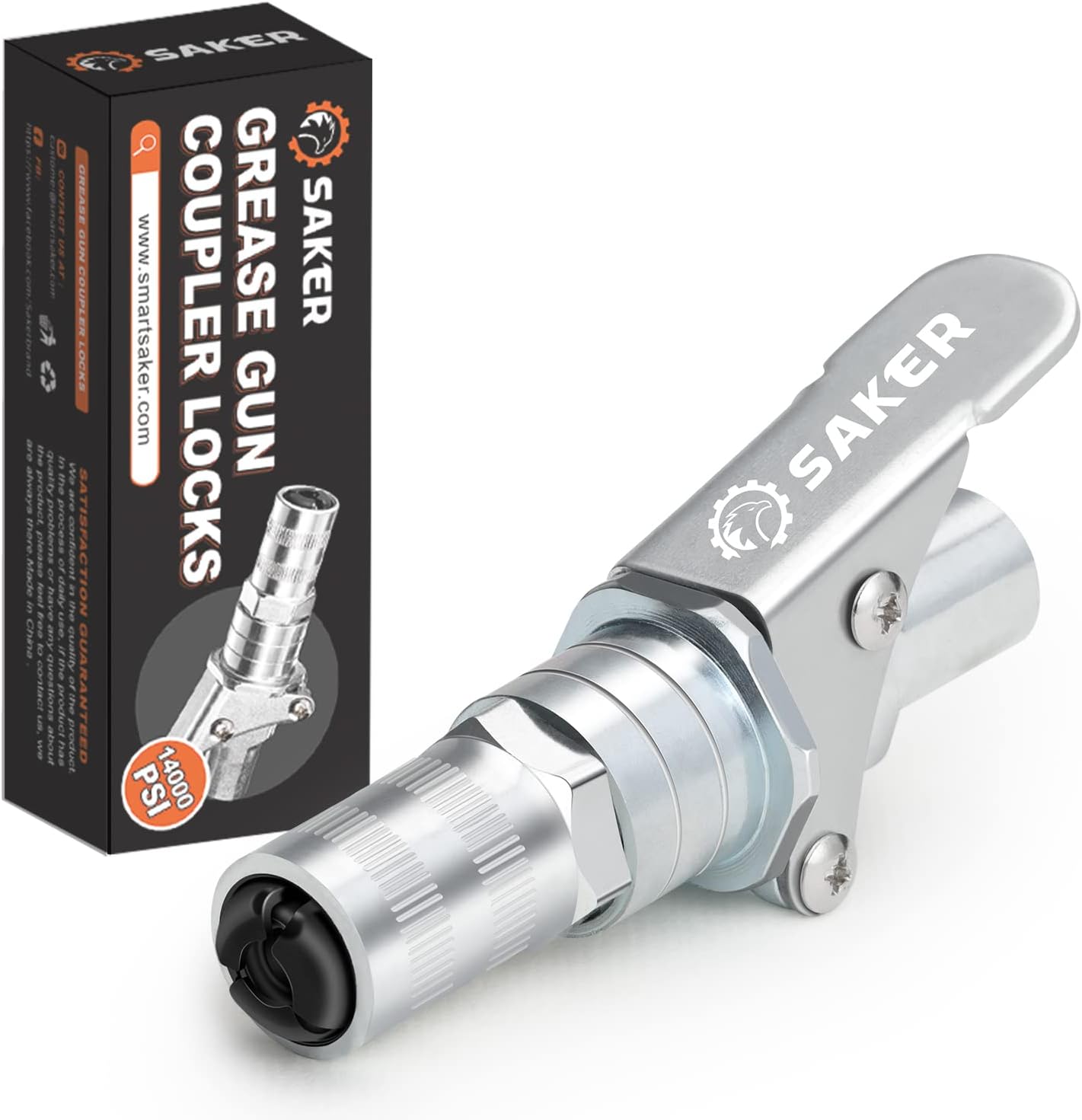 Saker Grease Gun Coupler-Upgrade to14000 PSI,Duty Quick Release Grease Couplers,Compatible with All Grease Guns 1/8" NPT Fittings(1 PC)