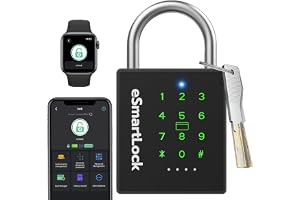 Kombinationslås hänglås med nummerkod nyckel NFC RFID eLinkSmart väderbeständig tung last kombinationslås för skåp grind staket, 1000-användare av appen, eller iOS Watch