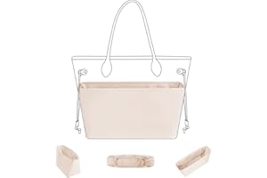 DGAZ Seide Handtasche Organizer für Neverfull PM/MM/GM, Taschenorganizer Tasche in Tasche Organizer, Taschenformer Einsatz mit Innentasche (Craie, MM)
