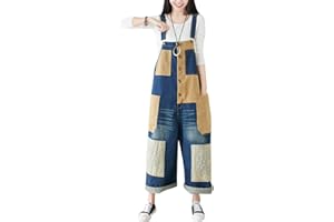 Youlee Donna Pantaloni larghi Denim Salopette tutine Pantaloni