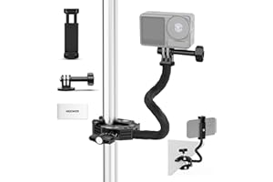 NEEWER Actionkamera Halterung Set mit Super Clamp, weichem Schlauch, verstellbarer Halterung für flache/runde Oberflächen, kompatibel mit GoPro, Insta360, DJI Actionkamera, Handy, GP-26