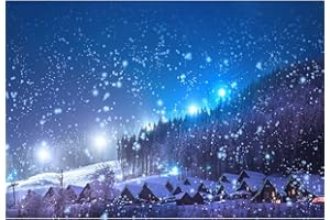 Aoihrraan 1,5x1m Villaggio di Natale Sfondo Nevicata Foresta Inverno Vista Notturna Fiaba Città Fotografia Sfondo Capodanno Natale Festa in Famiglia Decorazione Bambini Adulti Ritratto Foto Prop