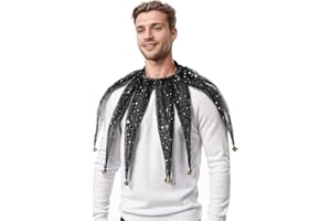 CAMDOM Victorian Mesh Collar Adult Pointed Clown Neck Accessories with Jingle Bell Mardi Gras Costumes