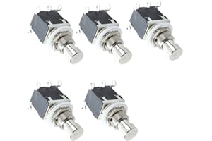 ESUPPORT 6Pin DPDT Momentary Stomp Foot Switch Pedal Guitar Push Button Metal True Bypass AC 250V/2A 125V/4A Pack of 5