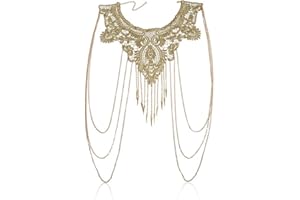 SCJJZ Cadenas de cuerpo,Oro de encaje de múltiples capas de borlas collar de la cadena del cuerpo