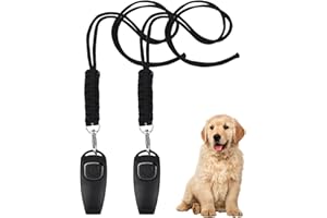 melebellot 2 Stück Hundepfeife mit Pfeifenband, Professionelle Ultraschall Pfeife Trainingspfeife, Hundetraining Clicker Set Ideal für die Hundeerziehung(Schwarz)