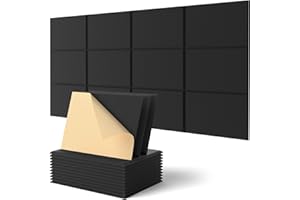 KUCHOOW Insonorizacion Acustica Pared Autoadhesivo, 12 Piezas Paneles Acústicos Decorativos, Paneles Insonorizacion Alta Densidad para Tratamiento Acústico (30x40x0.9cm)