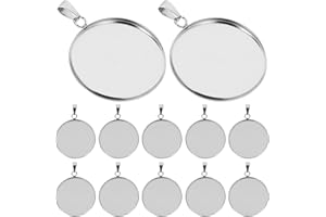 MILISTEN 20 StüCk DIY SchmuckanhäNger Set Aus Edelstahl, Rundes Cabochon Rohling Tablett Mit 25mm Innenmaß, Silberfarben, FüR Schmuckherstellung Und Bastelprojekte