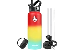 XACIOA Water Bottle Vacuum Insulated 40oz 1.2L with Straw Lid,Stainless Steel Drink Flask with Flip Top Bottle Lid,Metal Wide Mouth Double Walled Leak Proof Keeps Hot and Cold