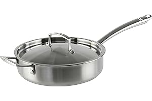 KAMBERG - Sauteuse Ø28 cm en Acier Inoxydable 18/10 Triply - Sans PFAS - Couvercle inclus - Tous feux dont induction et four - 0008279, Gris