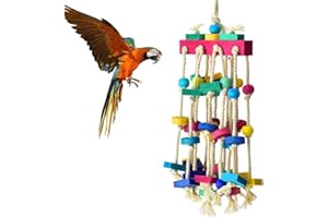 KALSEY Giocattolo Gabbia per Pappagalli, Giocattolo da Masticare per Uccelli, Giocattoli per Uccelli, Giocattoli per Uccelli In Legno, Giocattoli Multicolori Dell'Uccello dei Blocchi per Stanno, Giocano