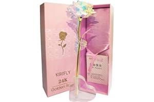 KIRIFLY Weihnachten Gold Rose Geschenk für Frauen Blumen Künstlich Deko Unechte Blumen für Hochzeitstag Freundin Ehefrau Muttertag Dankeschön Schwester Jahrestag Weihnachtstag