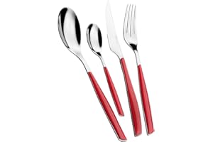 BUGATTI Servicio DE CUBERTOS 24 Piezas Modern Glamour Acero INOXYDABLE 18/10 Rojo Red