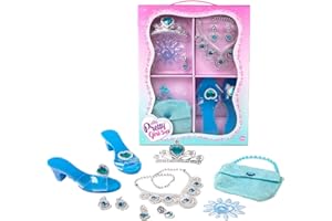 HIGYEE Princesa Zapatos y Coronas | Zapatos y Joyería Little Girl Princess | Tiara Corona Pendientes Collares Bolso Juego rol Zapatos Conjunto