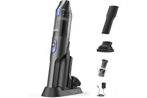 Bagotte Handheld Vacuum Cleaner, 20kPa Powerful Suction with Power Digital Display, Lightweight Hand Held Vacuuming Cordless, Charging Base, Crevice Tool & Brush Tool for Car
