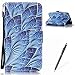 Produktbild Feeltech Hülle für XIAOMI RED MI Note 3 Weich Magnet PU Brieftasche Elegant Kartenfach Extra Dünn Schutzhülle Bunte ReLife MusterKarte Halterung Klapp Ledertasche - Blaues Blatt