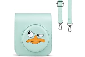 Rieibi Funda Fuji Instax Mini 12/Polaroid Mini 12, Funda de Cuero PU para cámara instantánea Fujifilm Instax Mini 12 con Correa para el Hombro - Pato