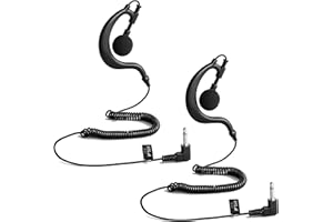 HYS Auriculares con forma G de 3,5 mm, solo escuchan los auriculares de seguridad para radio radio receptor de 2 vías de Motorola Icom (2 unidades)