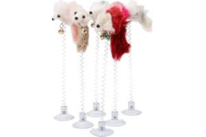 BestMall Cat Ball Feather Wand Toys With Strong Suction Cups Window Kitten Cute for Interactive Kitten Funny Teaser Wand,Indoor Kitty Stick Toy,Pet Activity Chaser Toy for Playing Training Exercise