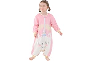 HAHASHOW Sacco Nanna con piedini Bambini Carini animali Sacco Nanna Invernale con gambe a maniche lunghe 1-3 Anni, Rosa