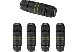 PZIHAO 5 Pcs 3 Pole Waterproof Junction Box Outdoor Cable Connector, IP68 Junction Box External Inline Cable Connector, 2 Way Mains Electrical Weatherproof Sleeve Coupler Block Connector - Ø 6mm-12mm/Black