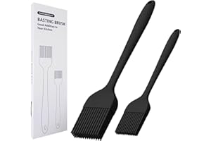 ALLJEWELRYSUPPLIES Silikon Backpinsel Set mit zwei hitzebeständigen langen Griffen zum Grillen, Backen, Grillen und Kochen (Schwarz)