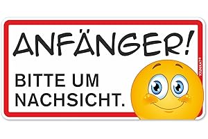 ‎YOUNIKAT Fahrzeug-Aufkleber Anfänger! Bitte um Nachsicht I 20 x 10 cm I Vorsicht Achtung Fahranfänger I Autoaufkleber wetterfest I mit Smiley I kfz_315
