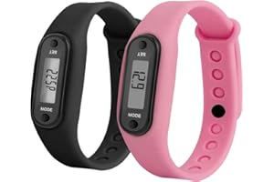 EXCELLAELITE Pedometer Step Counter, 2 PCS Step Counter for Walking, Pedometers with Calorie Mileage for Kids Men Women